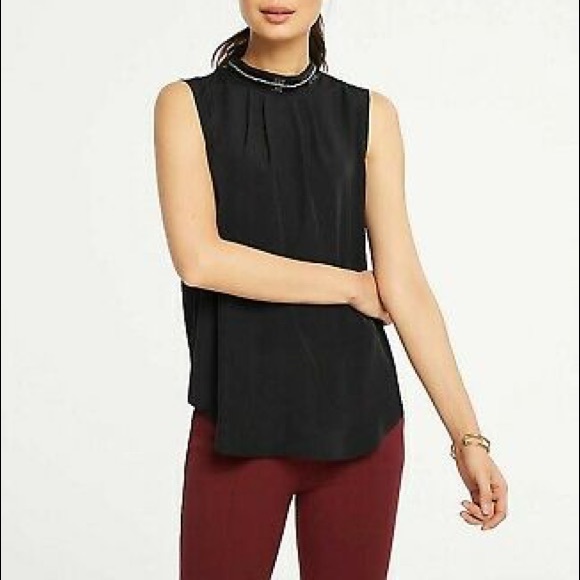 Ann Taylor Tops - Ann Taylor Jeweled Mockneck Blouse